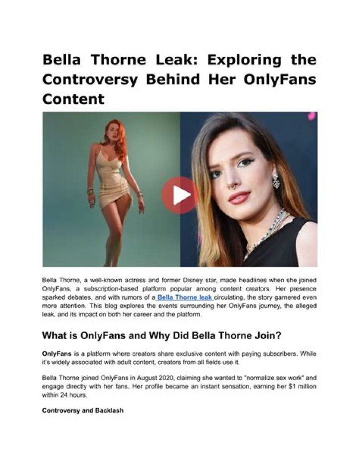 Unveiling the Bella Thorne Leak: A Closer Look at the Controversy