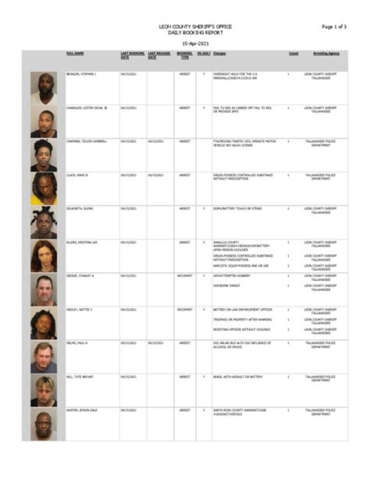 Leon County Booking Report: A Comprehensive Guide to Understand Jail Records
