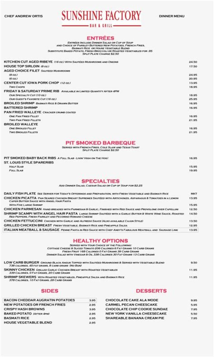 Sunshine Factory Plymouth Menu: A Comprehensive Guide to Your Favorite Dishes