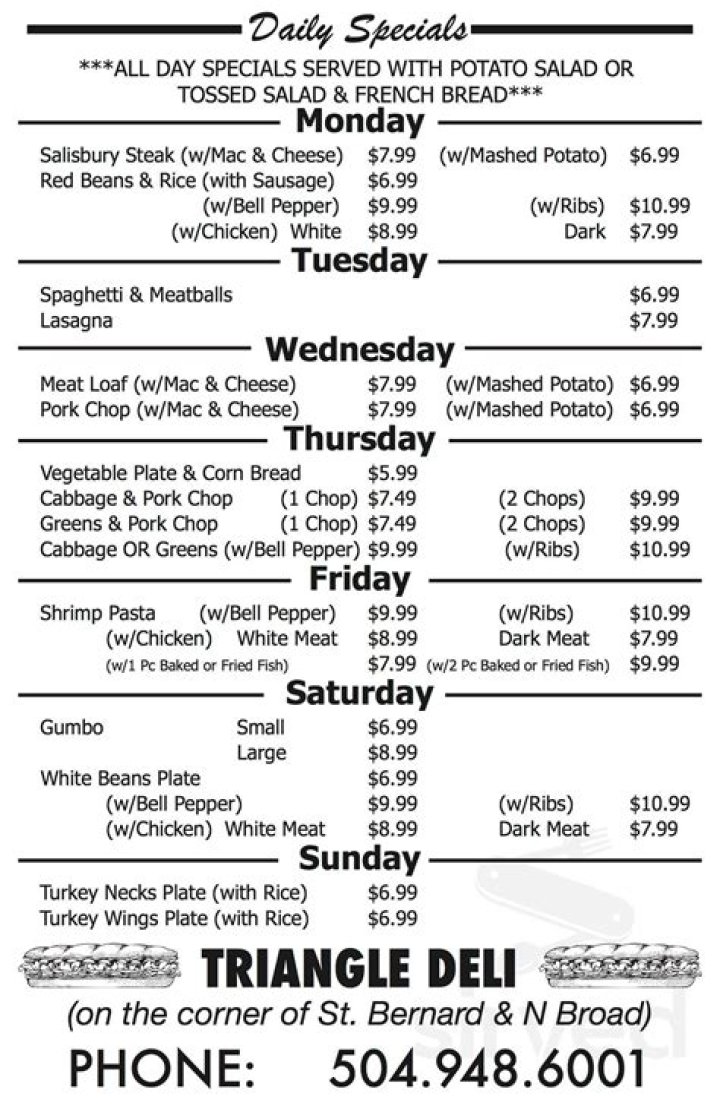 Discover the Delectable Delights of Triangle Deli on Broad Menu