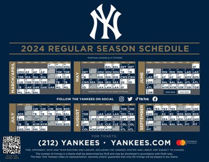 Yankees 2024 Schedule: A Comprehensive Guide to New York Yankees' Upcoming Season